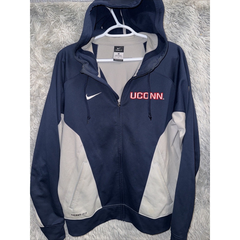 UConn Connecticut Huskies Nike Men's Size Medium Full Zip Hoodie Sweatshirt